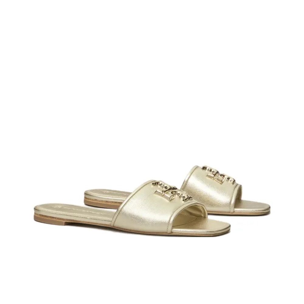 Tory Burch Metallic Gold Slide Sandals